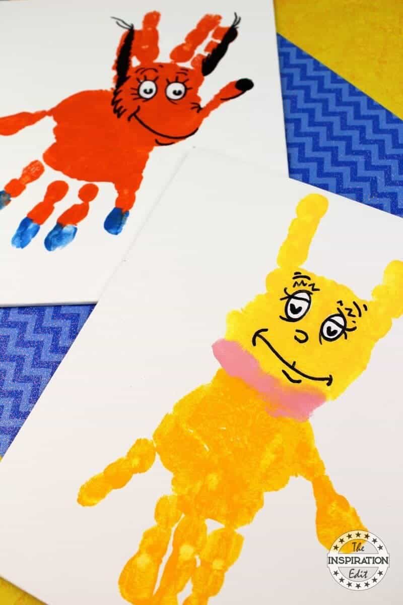 Dr Seuss Crafts Kids Fox In Socks Handprint Canvas · The Inspiration Edit