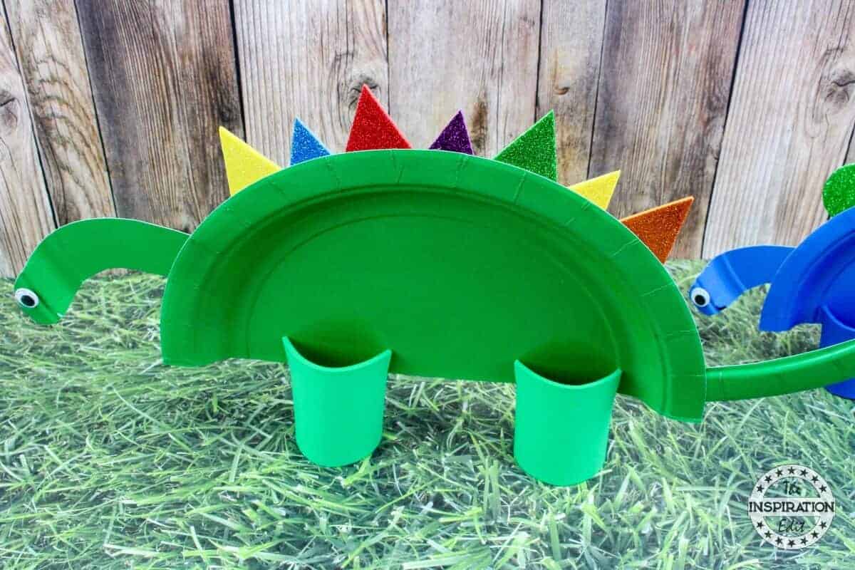 Super Cute Rainbow Dinosaur Paper Plate Craft · The Inspiration Edit
