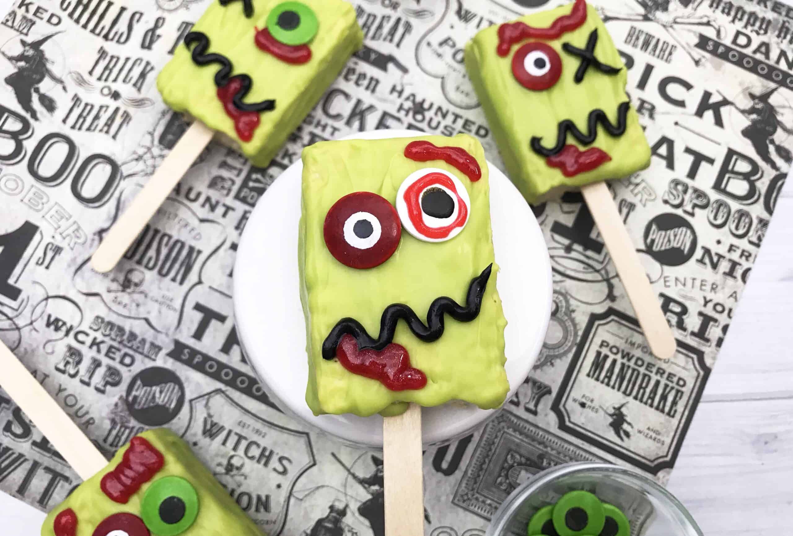 Zombie Pops! Easy Halloween Rice Krispie Treats · The Inspiration Edit
