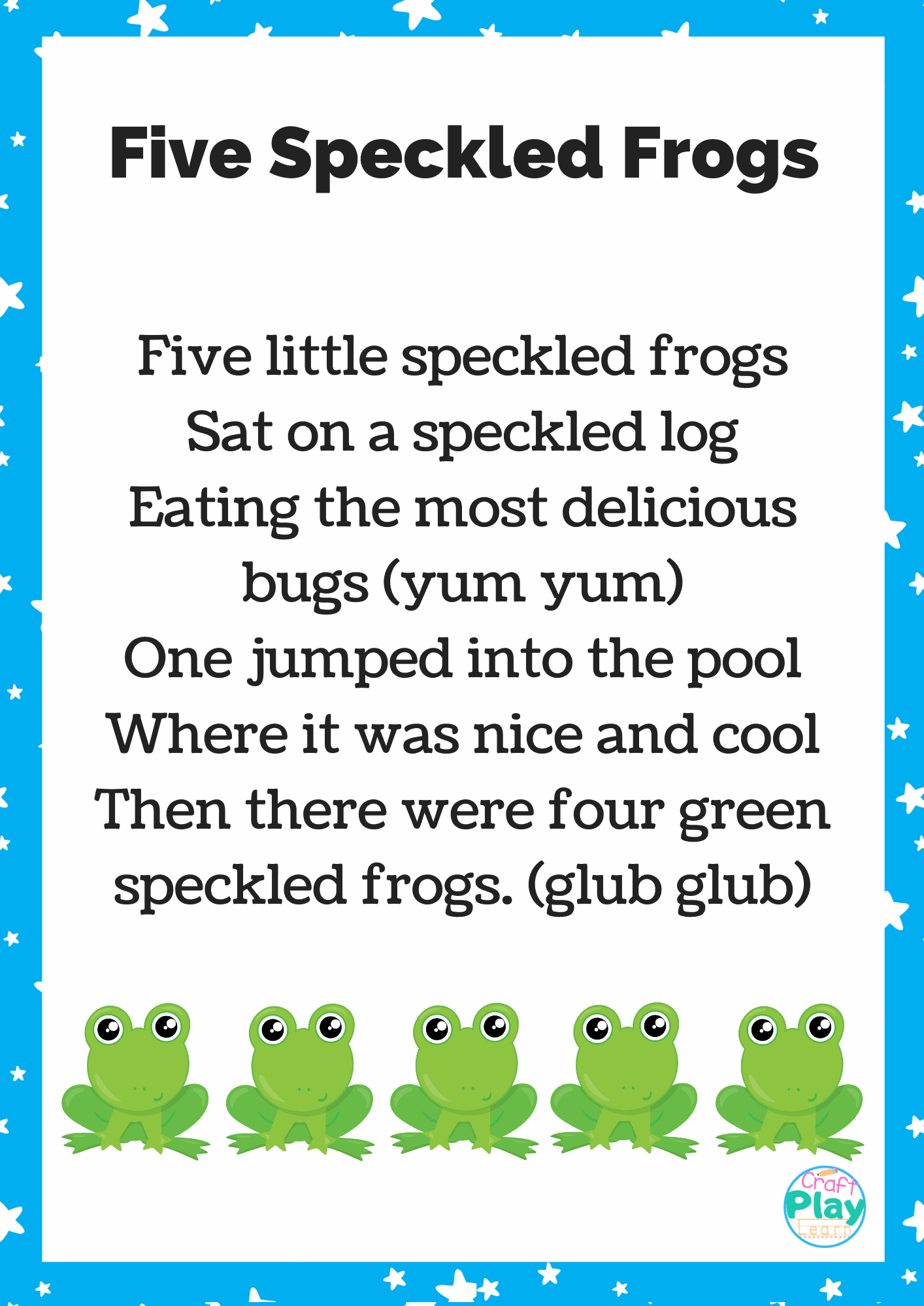 5 Little Frogs Fingerplay & Free Printable - No Time For Flash Cards