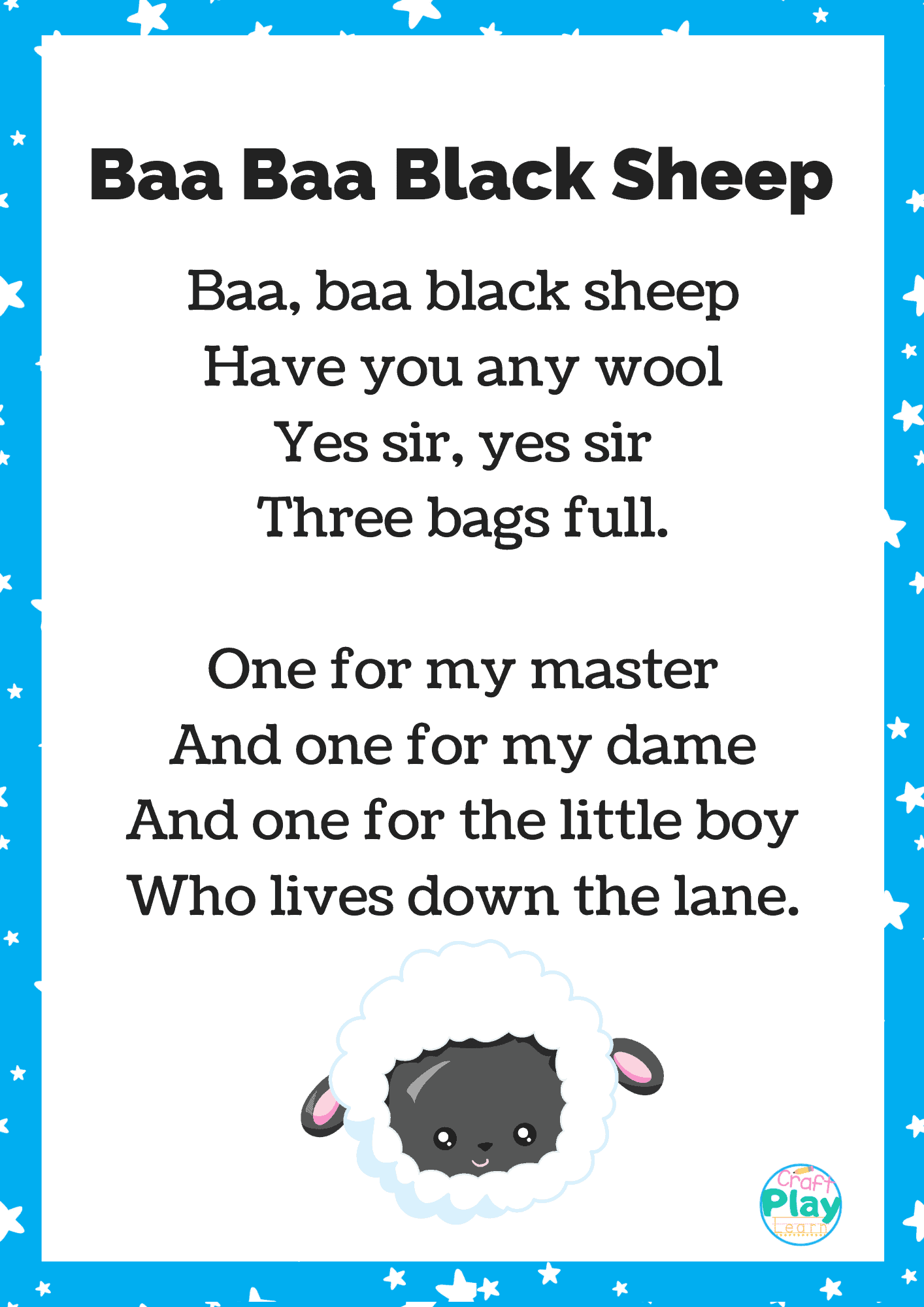 Baa Baa Black Sheep Lyrics